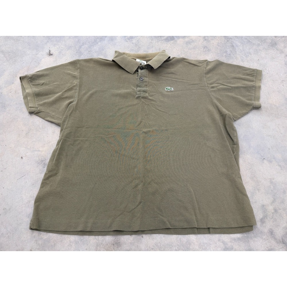Lacoste Polo Top Mens 8 Olive Green Embroidered Crocodile Performance Golf